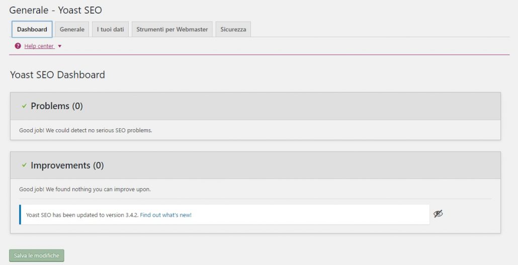yoast seo plugin dashboard