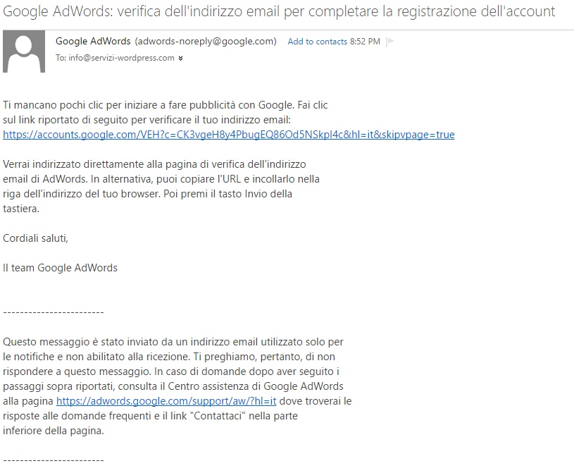email adword verifica