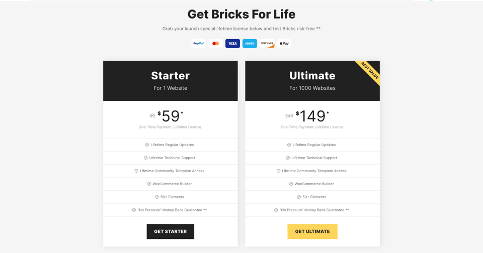 Bricks Builder Pricing